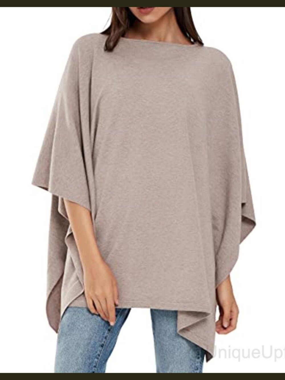 One Size Poncho Sweater Knit Layering Wrap Travel Top